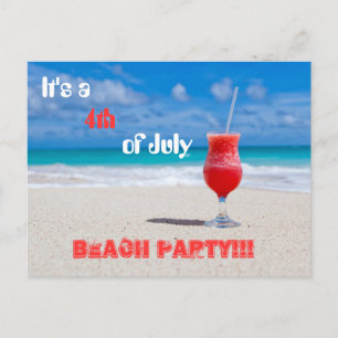 Postal De Invitación Es un Fiesta de playa del 4 de julio