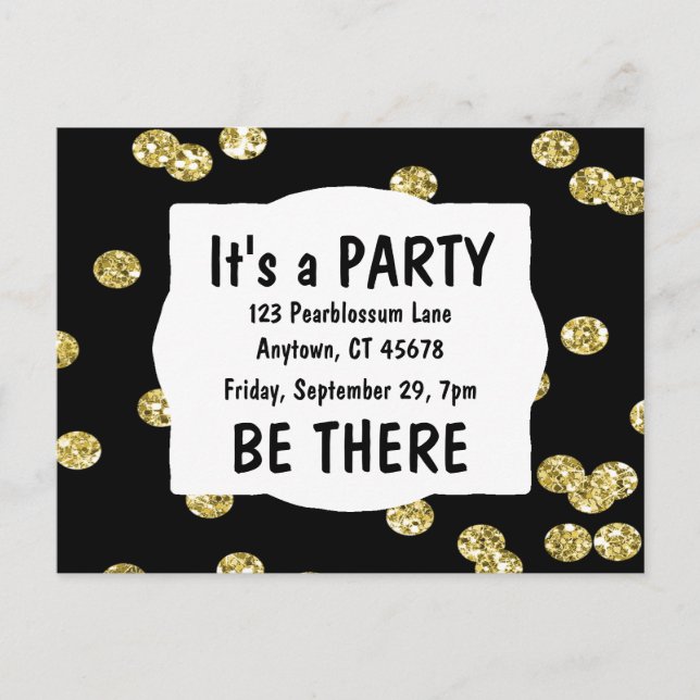 Postal De Invitación Es un Purpurina de oro Fiesta (Anverso)