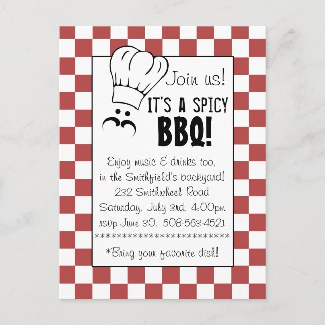 Postal De Invitación ¡Es una barbacoa picante! (Anverso)