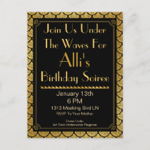 Escalas de sirenas Art Deco - Negro y oro