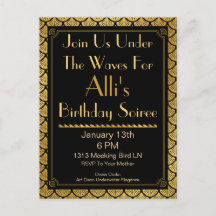 Escalas de sirenas Art Deco - Negro y oro