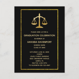 Postal De Invitación Escalas doradas de la ley de justicia Graduación t