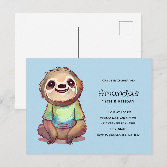 Postal De Invitación Eslora linda con un cumpleaños de camisas (Anverso / Reverso)