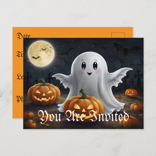 Postal De Invitación Espléndido destino: Ghostly Halloween Fun (Anverso / Reverso)