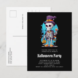 Postal De Invitación Esqueleto de Guay en Halloween con sombrero