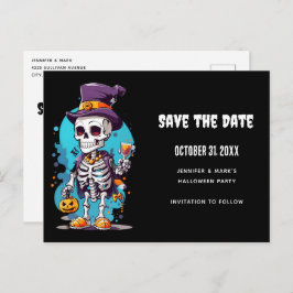 Postal De Invitación Esqueleto de Guay en un Top Hat Halloween Guardar