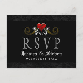 Postal De Invitación Esqueletos de Halloween y boda de casamiento RSVP