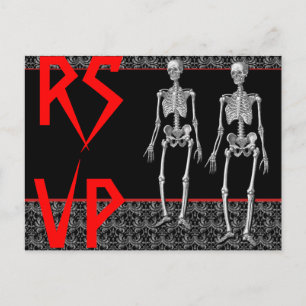 Postal De Invitación Esqueletos de RSVP - Fiesta de Halloween, casa emb