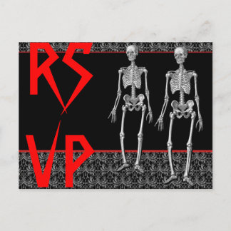 Postal De Invitación Esqueletos de RSVP - Fiesta de Halloween, casa emb