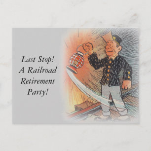 Postal De Invitación Estación de Fiesta de Jubilación de Ferrocarril de