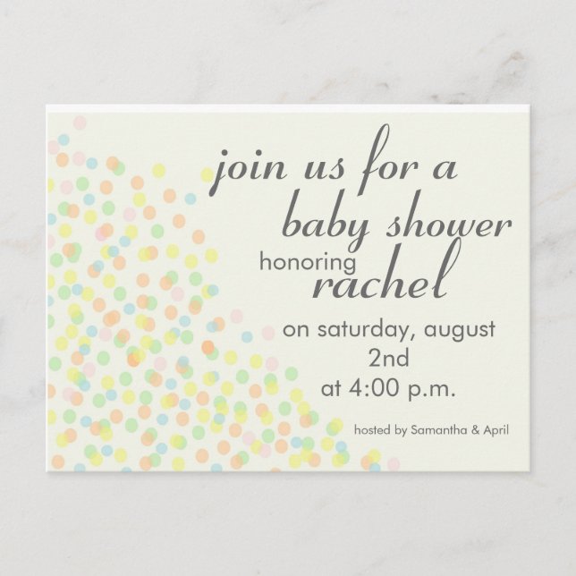 Postal De Invitación Estacionario de Pastel Confetti (Anverso)