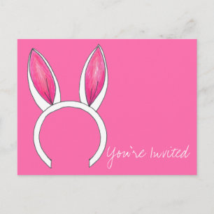 Postal De Invitación Estás invitado a Baby Shower Little Bunny Pink Oar