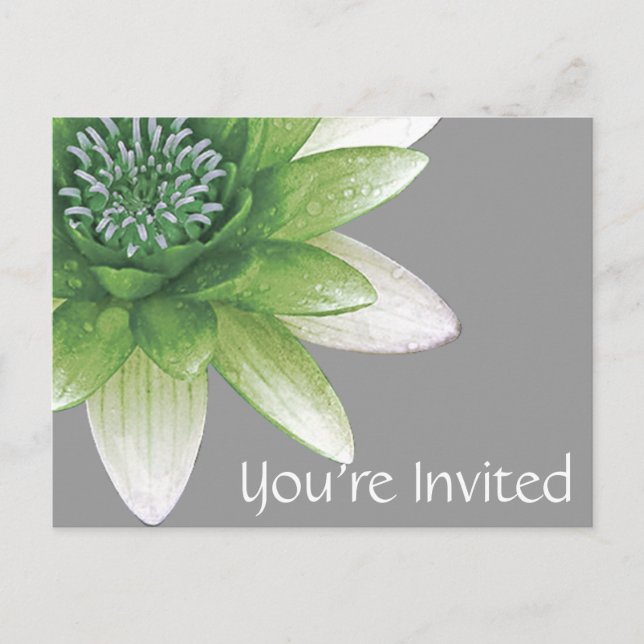 Postal De Invitación Estás invitado | El precioso Lotus verde de la paz (Anverso)