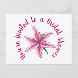 Postal De Invitación Estás Invitado Flor de Lirio Rosa Despedida de Sol