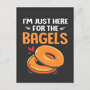 Postal De Invitación Estoy Aquí Solo por los Bagels Comida Judía 