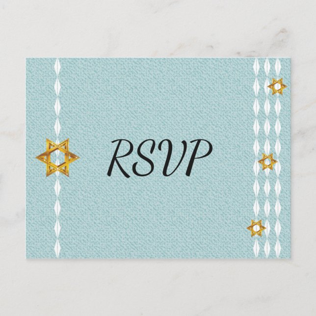 Postal De Invitación estrella de David rsvp (Anverso)