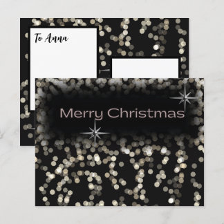 Postal De Invitación Estrellas brillantes en blanco y negro Feliz Navid