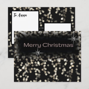Postal De Invitación Estrellas brillantes negras y blancas Feliz Navida