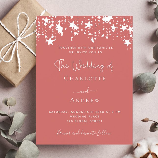 Postal De Invitación Estrellas de tierra agitadas, elegante boda (Subido por el creador)