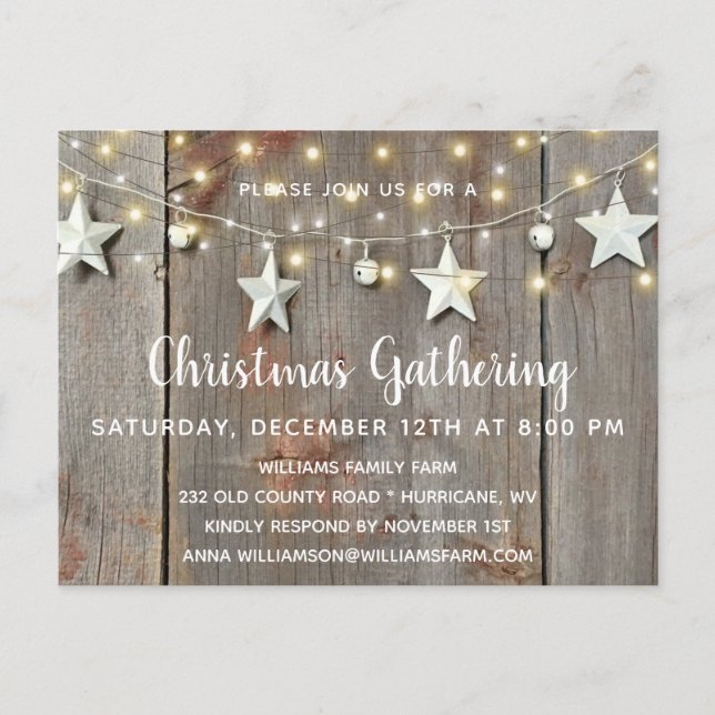 Postal De Invitación Estrellas y luces rusas en Fiesta de Navidades de  (Anverso)