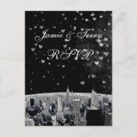 Etched NYC Skyline #2 Negro Blanco Corazón RSVP 1