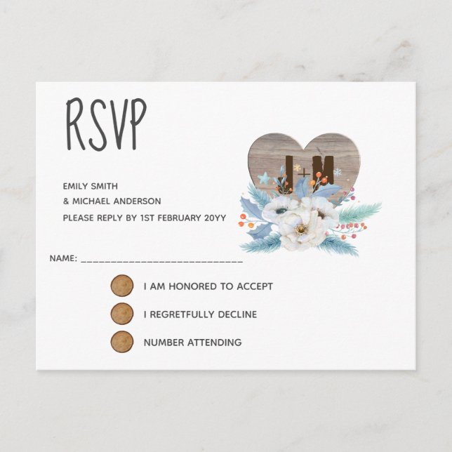 Postal De Invitación Eternal Love Wedding RSVP Card Flor blanca (Anverso)