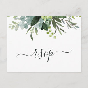 Postal De Invitación Eucalipto Verde Foliage RSVP