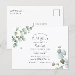 Postal De Invitación Eucalyptus Foliage Botanage Bridal Shower