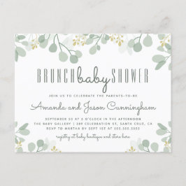 Postal De Invitación Eucalyptus Foliage Botanch Baby Shower