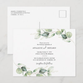 Postal De Invitación Eucalyptus Foliage Rústico Boda