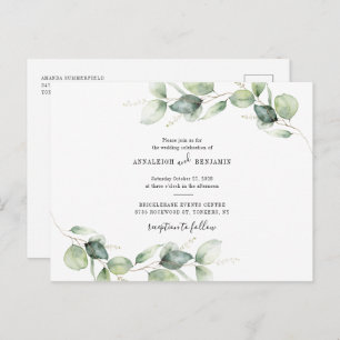 Postal De Invitación Eucalyptus Foliage Rústico Boda