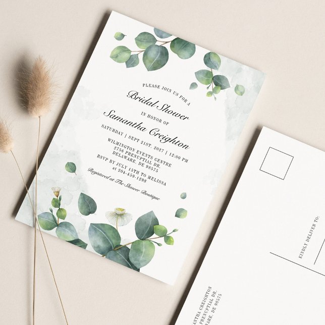 Postal De Invitación Eucalyptus Greenery Bridal Shower (Subido por el creador)
