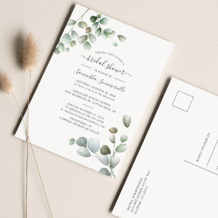 Postal De Invitación Eucalyptus Greenery Foliage Script Bridal Shower