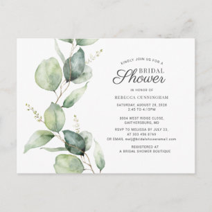 Postal De Invitación Eucalyptus Greenery Script Shower Bridal