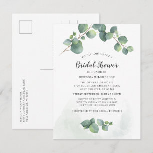 Postal De Invitación Eucalyptus Greenery Watercolour Bridal Shower