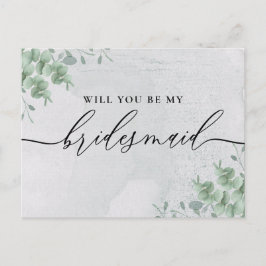 Postal De Invitación Eucalyptus Signature Calligraphy Bridesmaid
