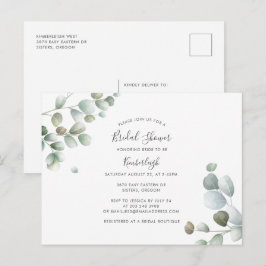 Postal De Invitación Eucalyptus Watercolor Foliage Bridal Shower