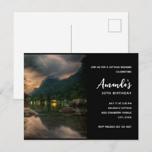 Postal De Invitación Evening Mountain Lake Fotografía cumpleaños