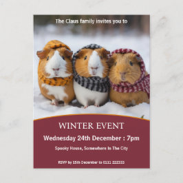 Postal De Invitación Evento de Invierno de Cerdos de Guinea