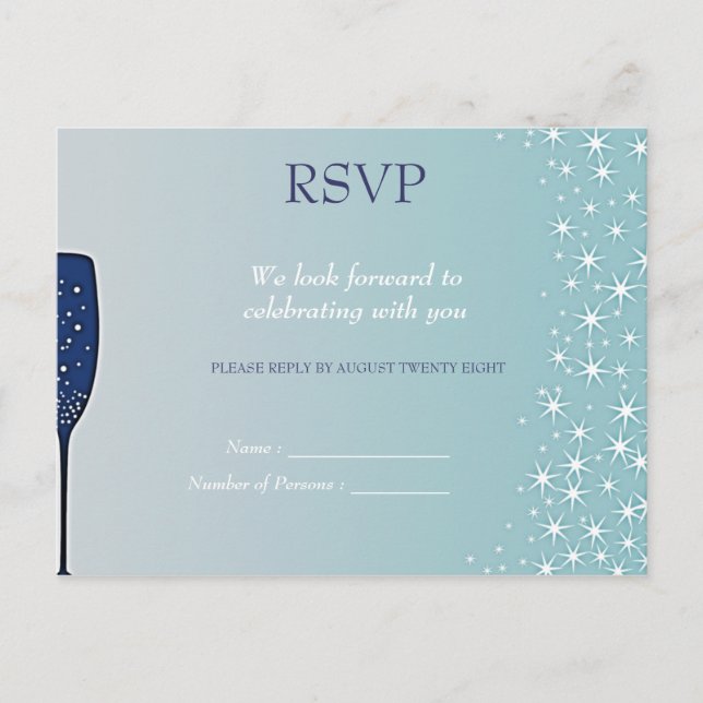 Postal De Invitación Evento Starry - colección Boda -RSVP (Anverso)