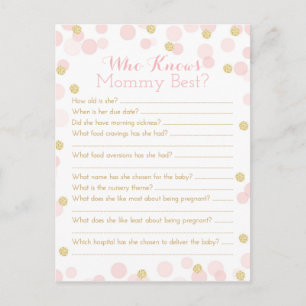 Postal De Invitación Examen para mamá en el baby shower de lunares de o