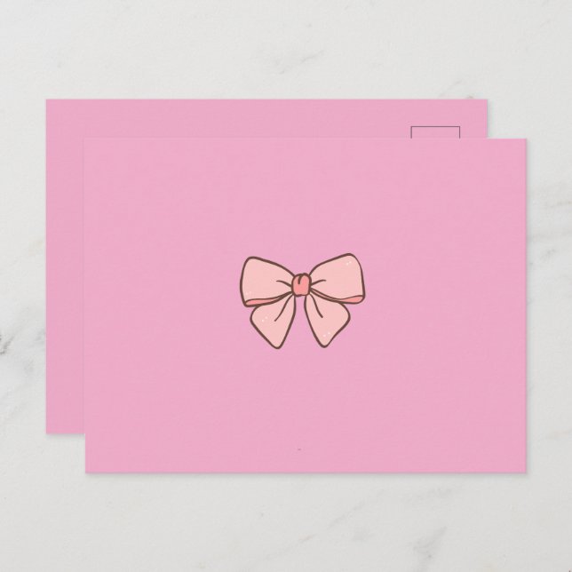 Postal De Invitación faire-part noeud papillon rose pastel (Anverso / Reverso)