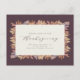 Postal De Invitación Fall deja elegante Día de Acción de Gracias