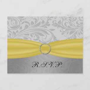 Postal De Invitación FALSA boda amarilla gris de la hebilla del