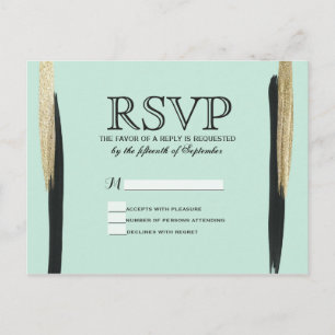 Postal De Invitación Falso oro elegante ostentoso y pinceladas negras