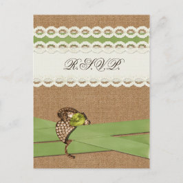 Postal De Invitación FalUX burlap y lace lime country
