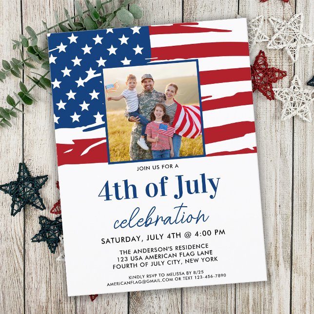 Postal De Invitación Familia De Bandera Estadounidense Foto 4 De Julio  (Subido por el creador)