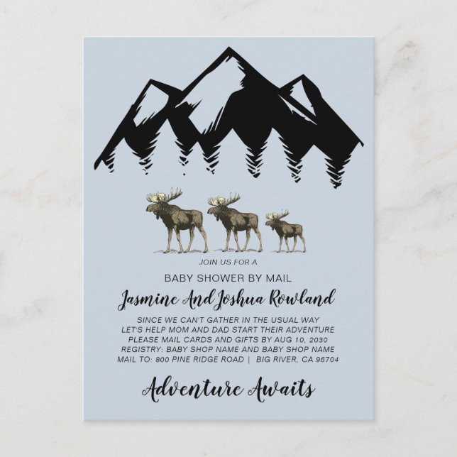 Postal De Invitación Familia Rustic Woodland Animals Baby Shower (Anverso)