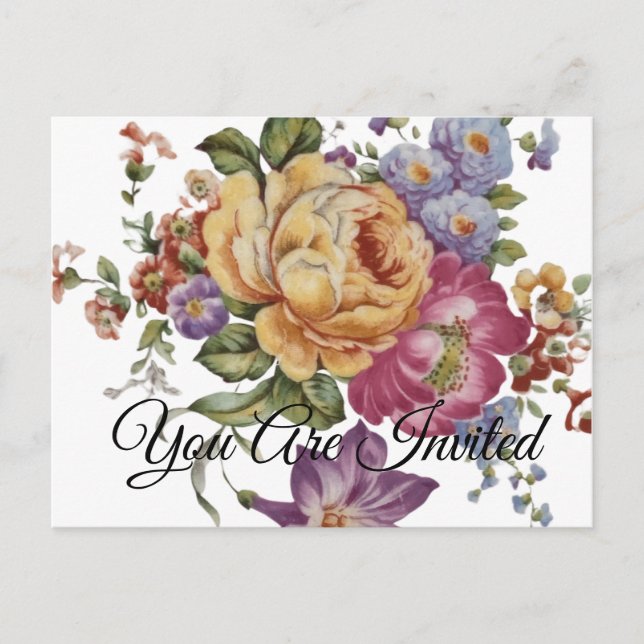 Postal De Invitación Fantasía Floral   (Anverso)