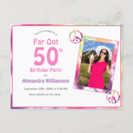 Postal De Invitación Far Out 500th Groovy Tie Dye Birthday Party Foto